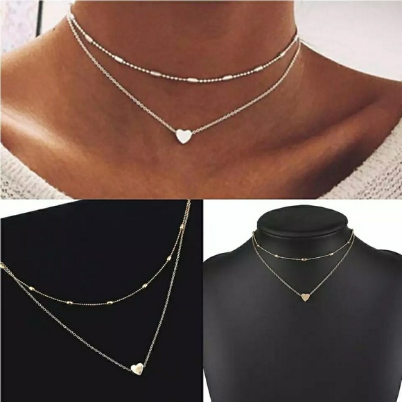 Double Necklace with heart pendant - Picture 2 of 3